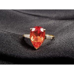 Vintage Ruby Gold-Plated Sterling Silver 925 Ring